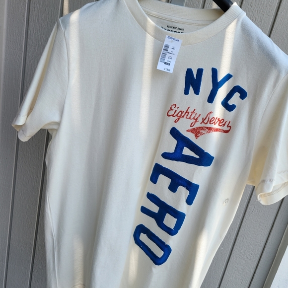 Aeropostale Other - Aero | NYC Big Logo T-shirt | Men's Large Y2K Cream Blue Red Graphics NEW